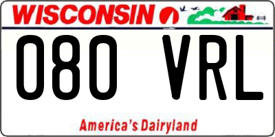 WI license plate 080VRL