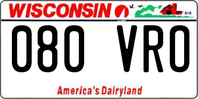 WI license plate 080VRO