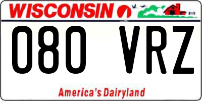 WI license plate 080VRZ