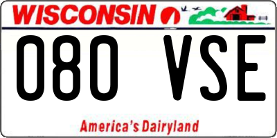WI license plate 080VSE