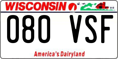 WI license plate 080VSF