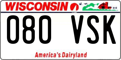 WI license plate 080VSK