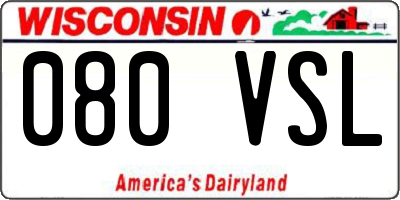 WI license plate 080VSL