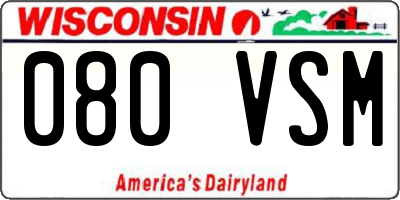 WI license plate 080VSM