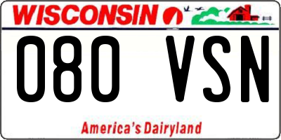 WI license plate 080VSN