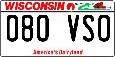 WI license plate 080VSO