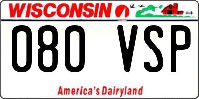 WI license plate 080VSP