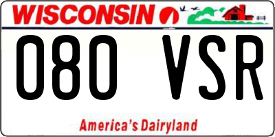 WI license plate 080VSR
