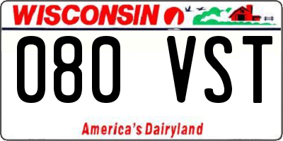 WI license plate 080VST