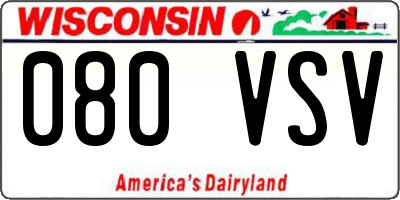 WI license plate 080VSV