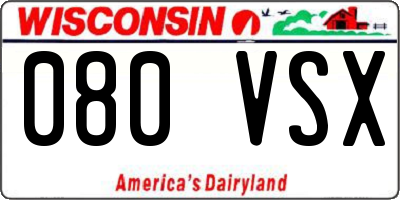 WI license plate 080VSX