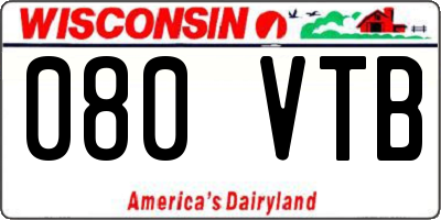 WI license plate 080VTB