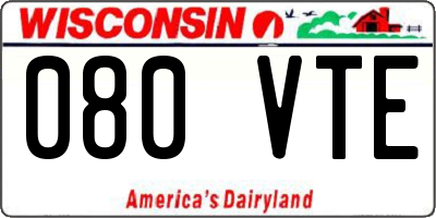 WI license plate 080VTE