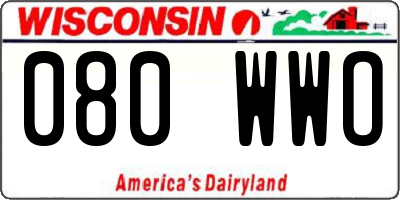 WI license plate 080WWO
