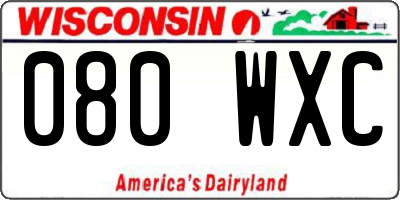 WI license plate 080WXC