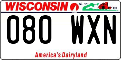 WI license plate 080WXN