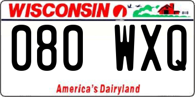 WI license plate 080WXQ