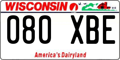 WI license plate 080XBE