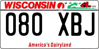 WI license plate 080XBJ