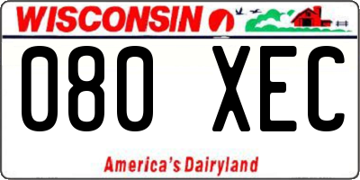 WI license plate 080XEC