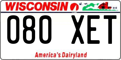 WI license plate 080XET