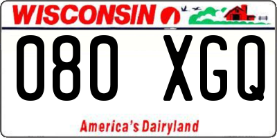 WI license plate 080XGQ