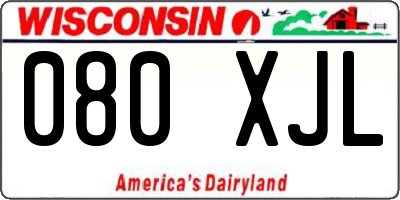 WI license plate 080XJL
