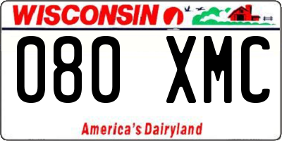 WI license plate 080XMC