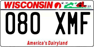 WI license plate 080XMF