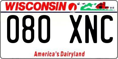 WI license plate 080XNC