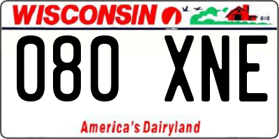 WI license plate 080XNE