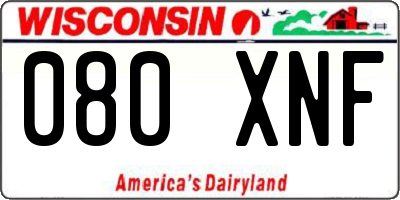 WI license plate 080XNF