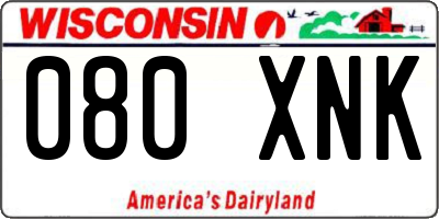 WI license plate 080XNK