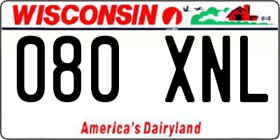 WI license plate 080XNL