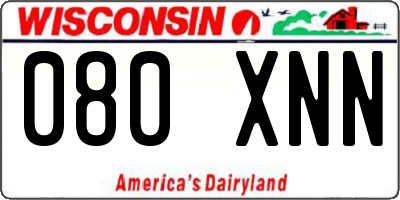 WI license plate 080XNN