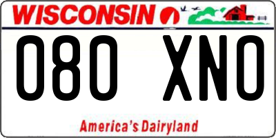 WI license plate 080XNO