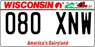 WI license plate 080XNW