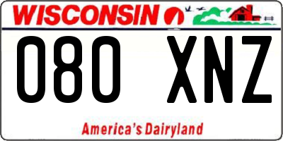 WI license plate 080XNZ