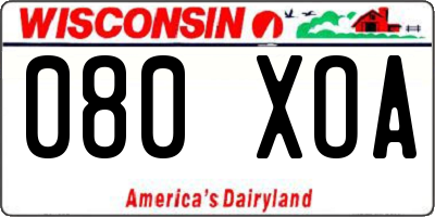 WI license plate 080XOA