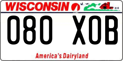 WI license plate 080XOB