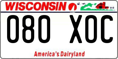 WI license plate 080XOC