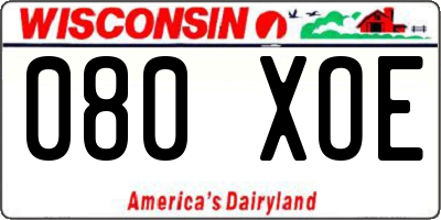 WI license plate 080XOE