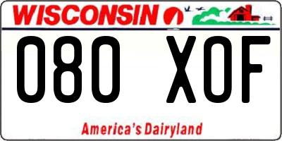 WI license plate 080XOF