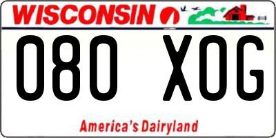WI license plate 080XOG