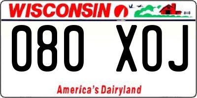 WI license plate 080XOJ