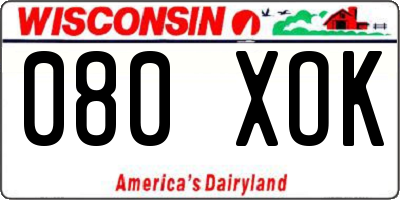 WI license plate 080XOK