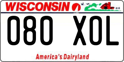 WI license plate 080XOL