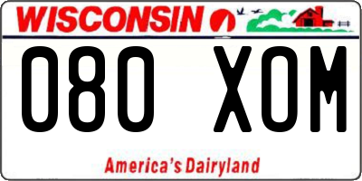 WI license plate 080XOM