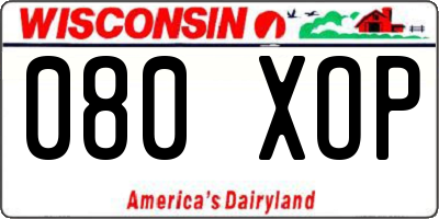 WI license plate 080XOP