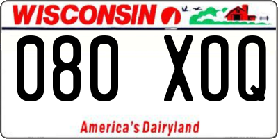 WI license plate 080XOQ